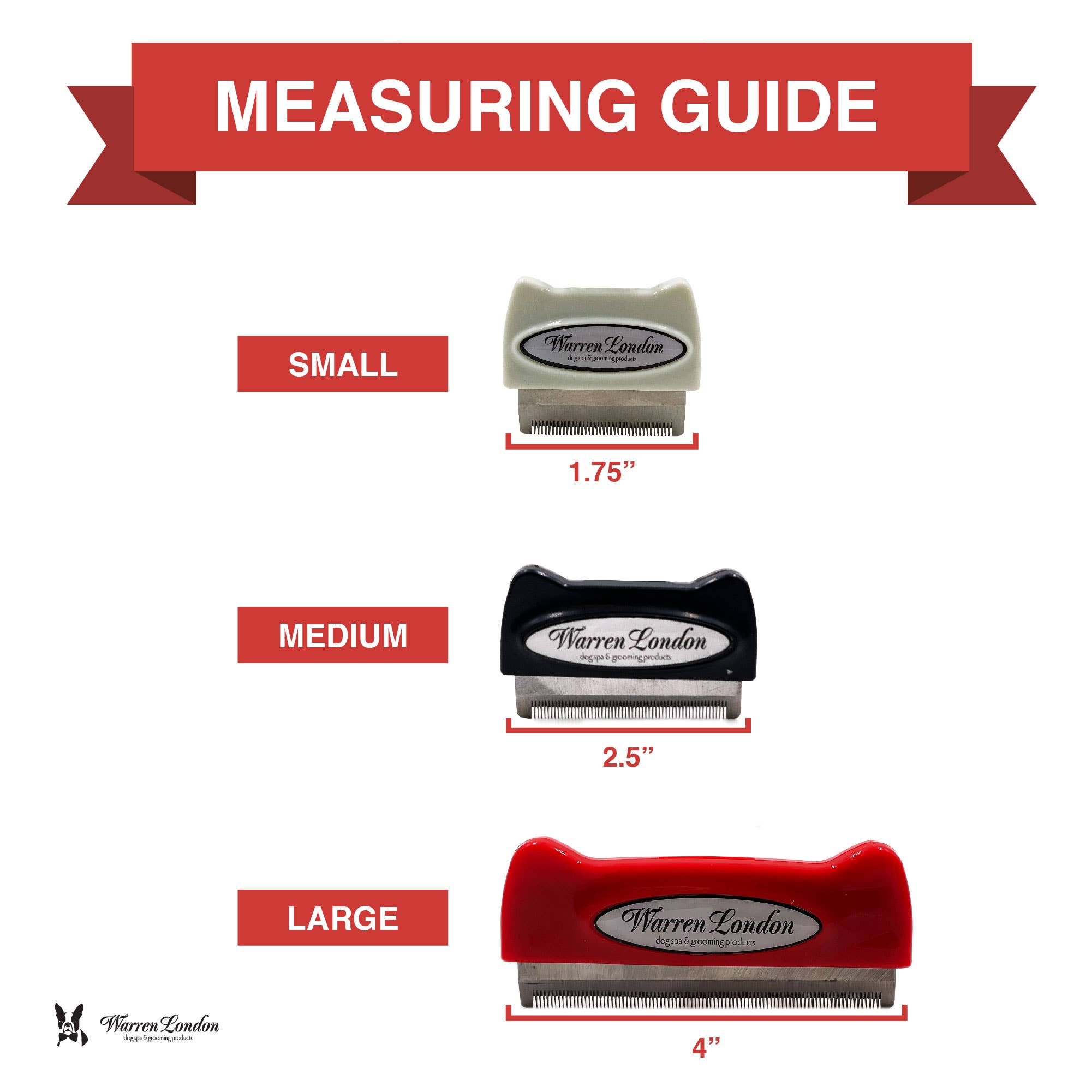 Warren London Dog Products - Short Hair Brush - Three Sizes: Small (Under 25lbs) / White